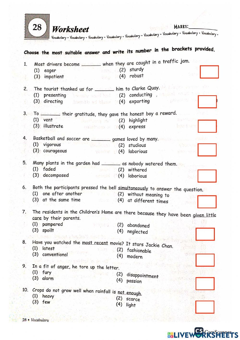 Grammar + vocab part f