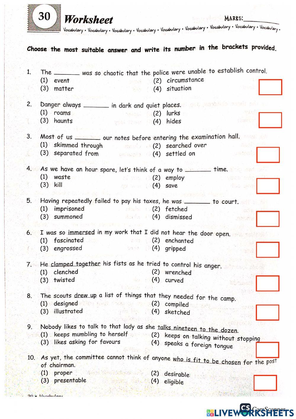 Grammar + vocab part f