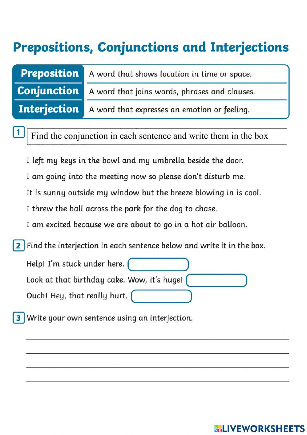 Parts of speech online exercise for Live Worksheets