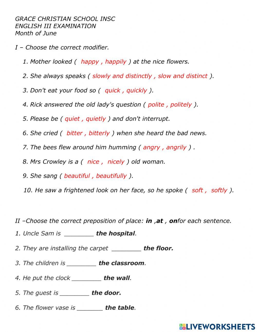 Adverbs,adjectives,Prepositions