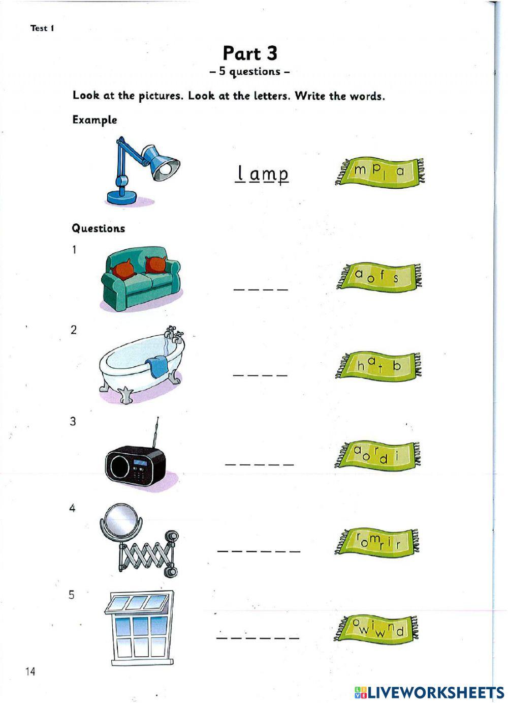 Starters - Test 1 - Book 9 - Reading + Writing