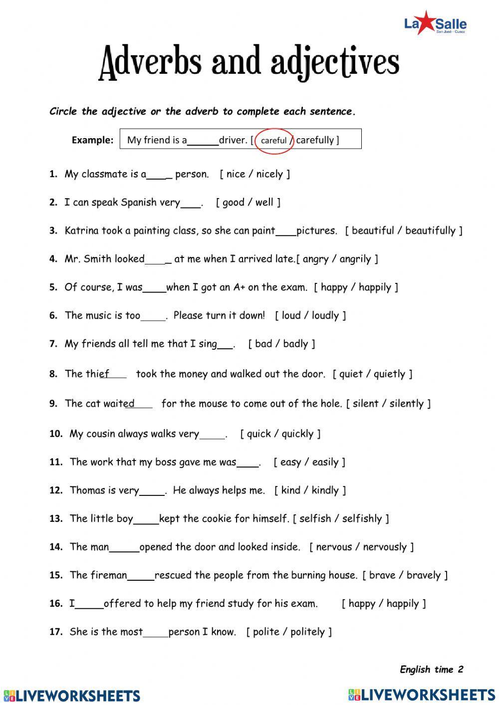 Adverbs and adjectives