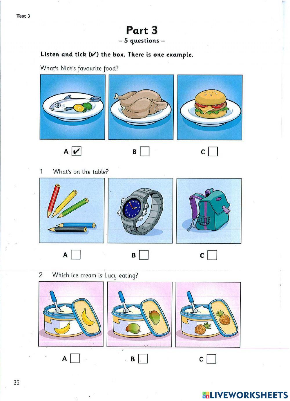 Starters - Test 3 - Book 9 - Listening
