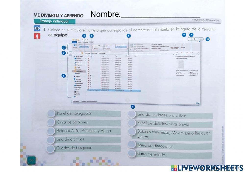 Hojas de trabajo interactivas