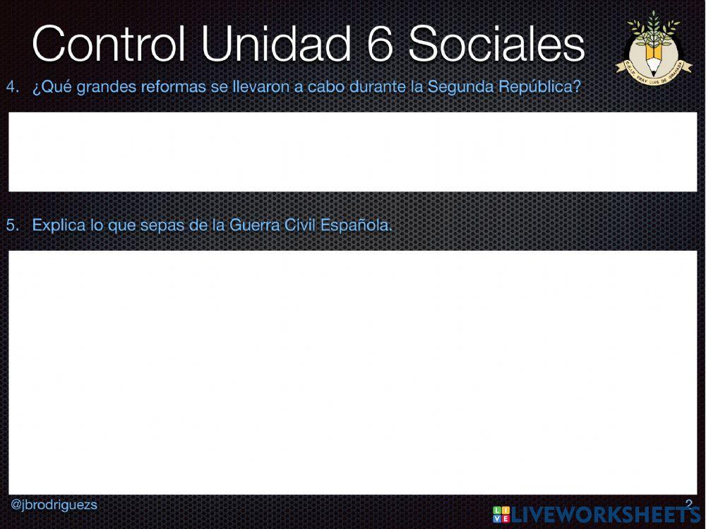 Control U.6 sociales 6º