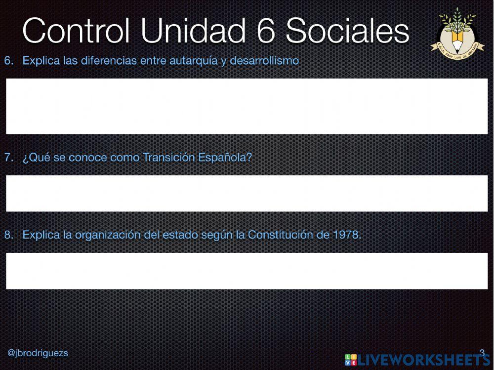 Control U.6 sociales 6º