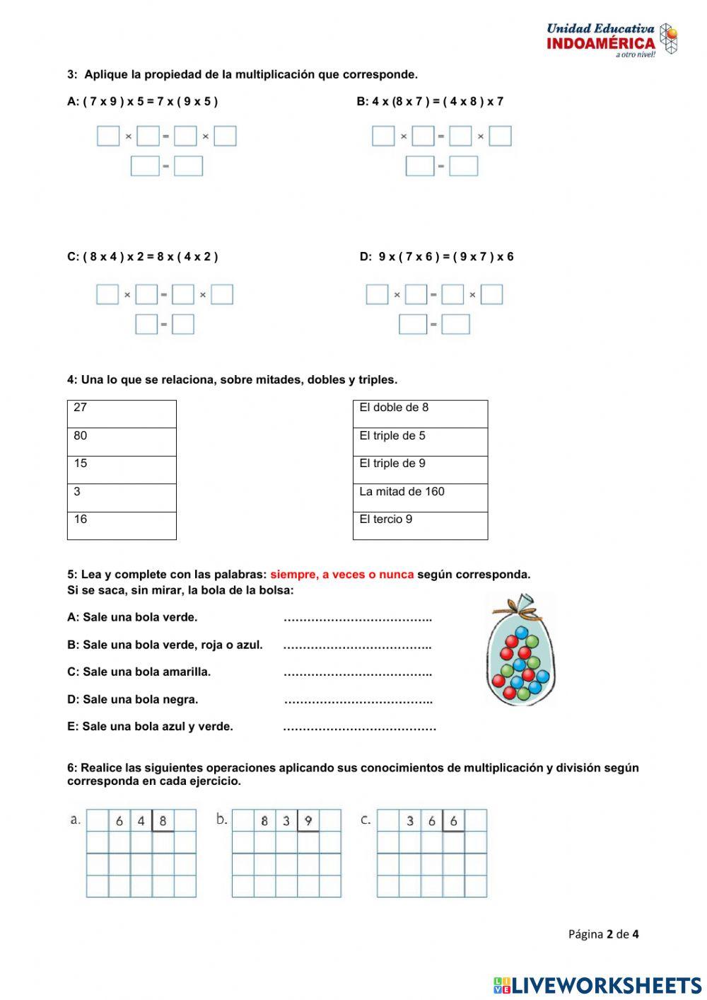 Evaluación de matemática