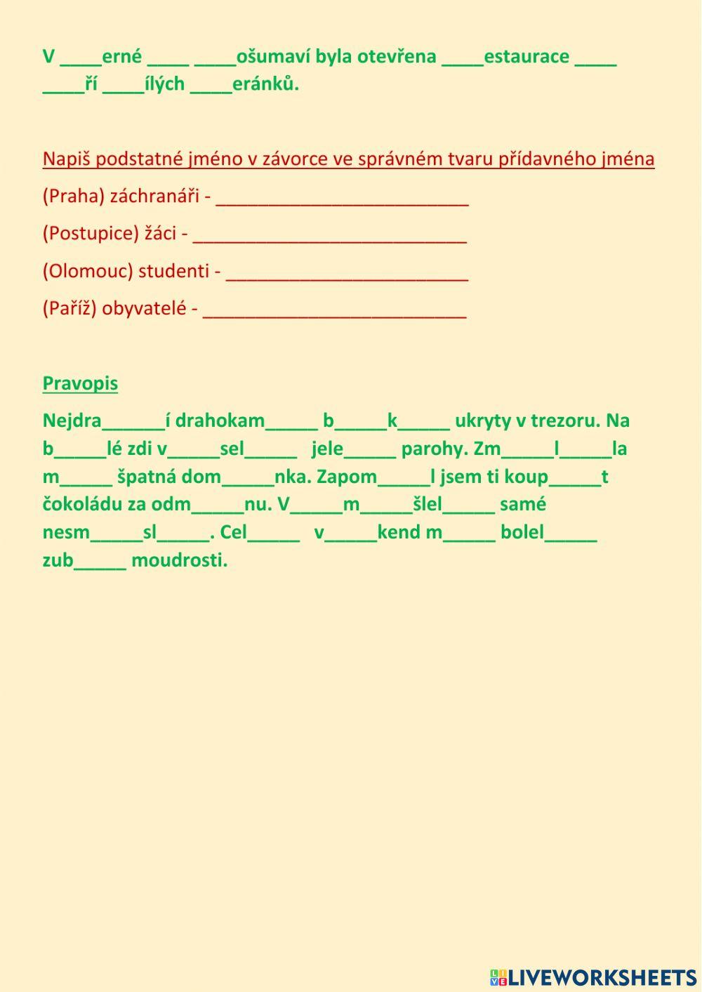 Písemka 9.ročník Písemka 9.ročník