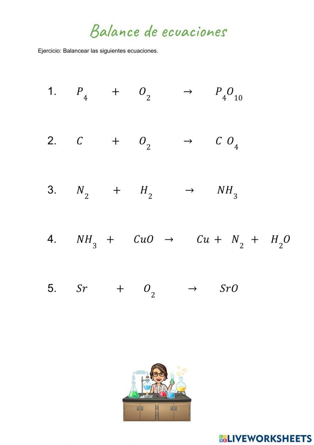 Balance de Ecuaciones Quimicas