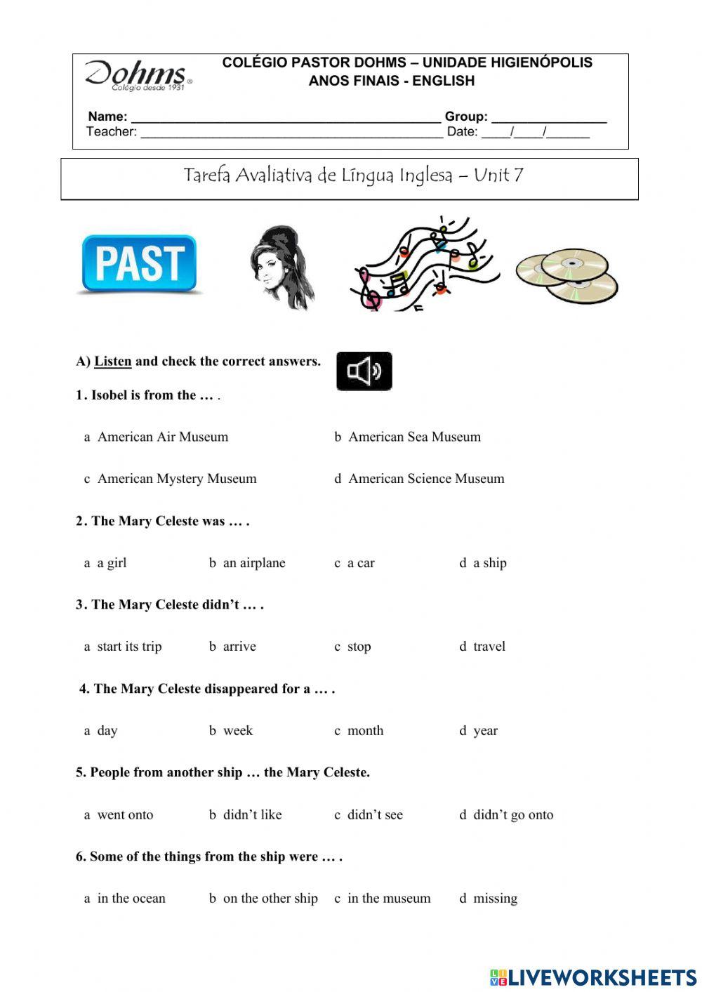 TA - unit 07 ID ONE B - exam
