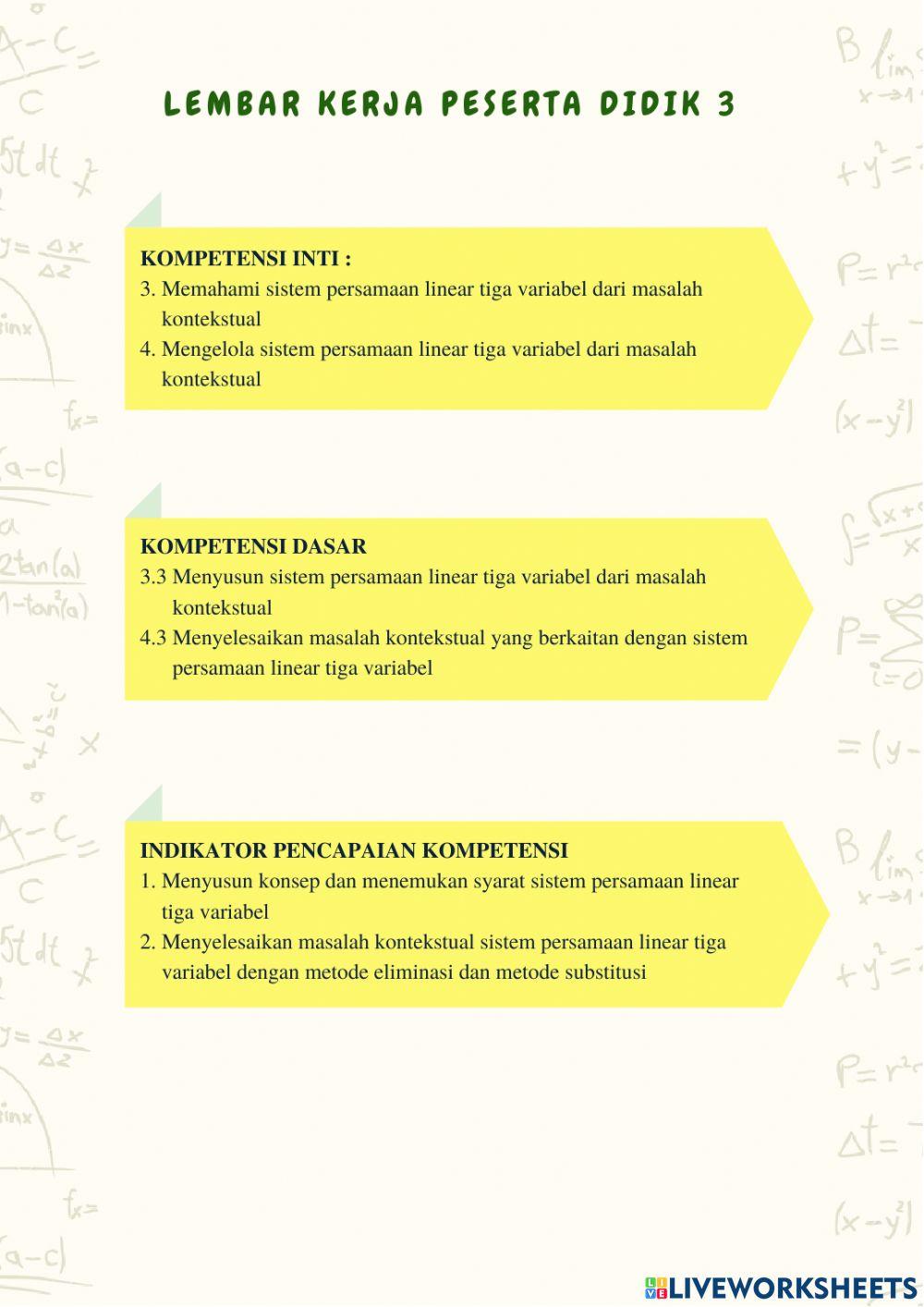 SPLTV (Metode Eliminasi dan Substitusi)