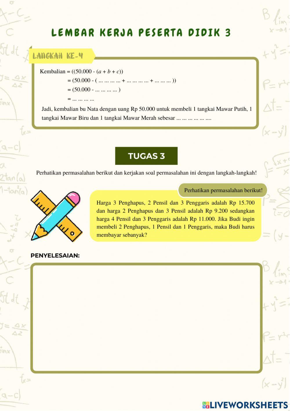 SPLTV (Metode Eliminasi dan Substitusi)