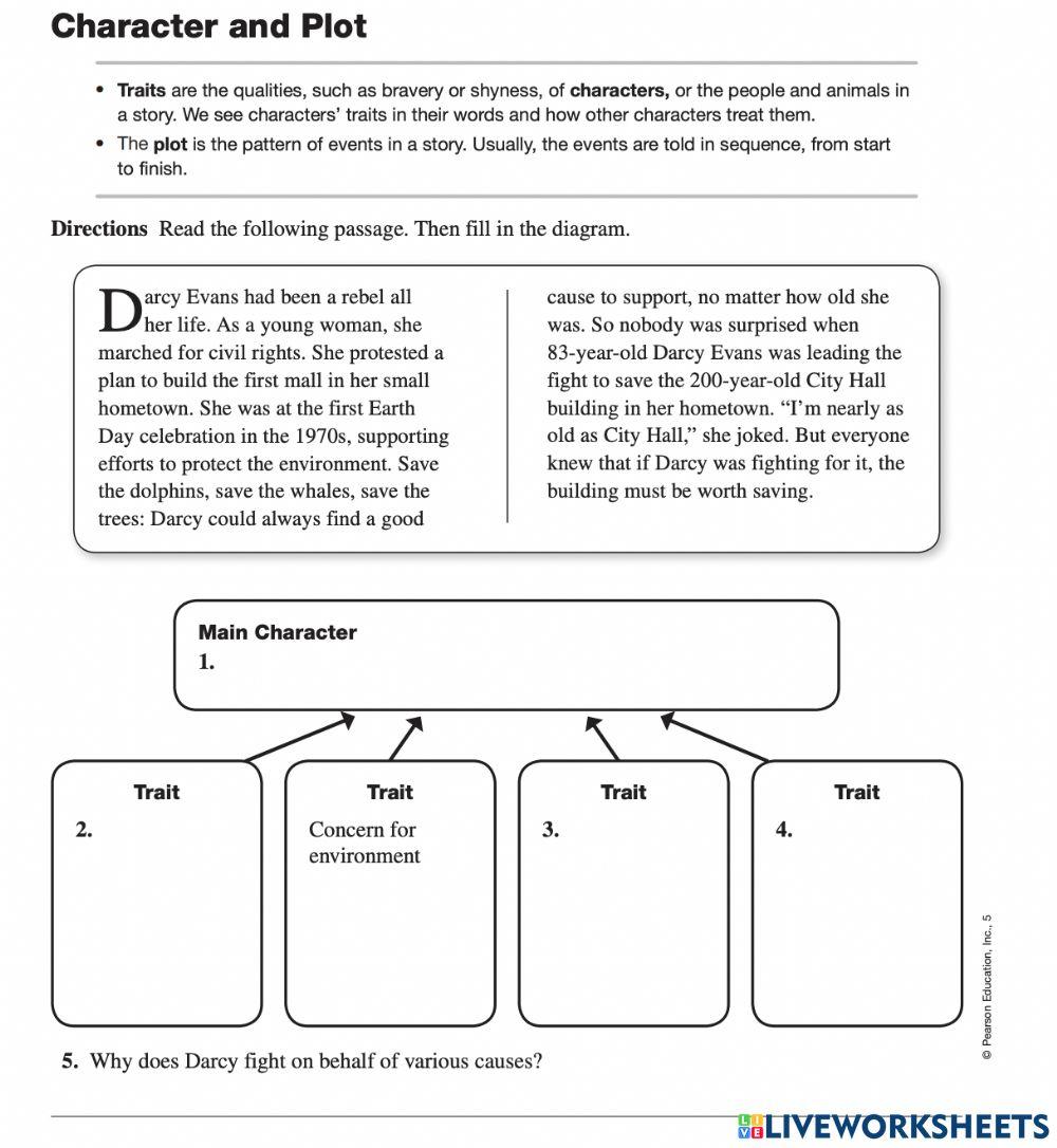 Character and Plot worksheet | Live Worksheets