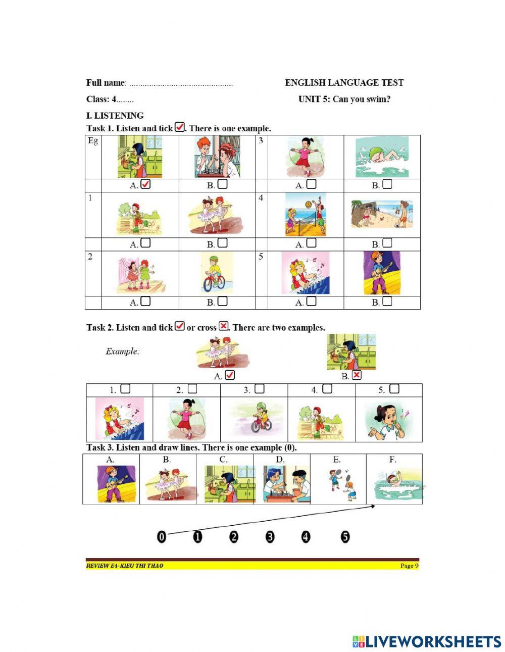 Unit 5: Can you swim?