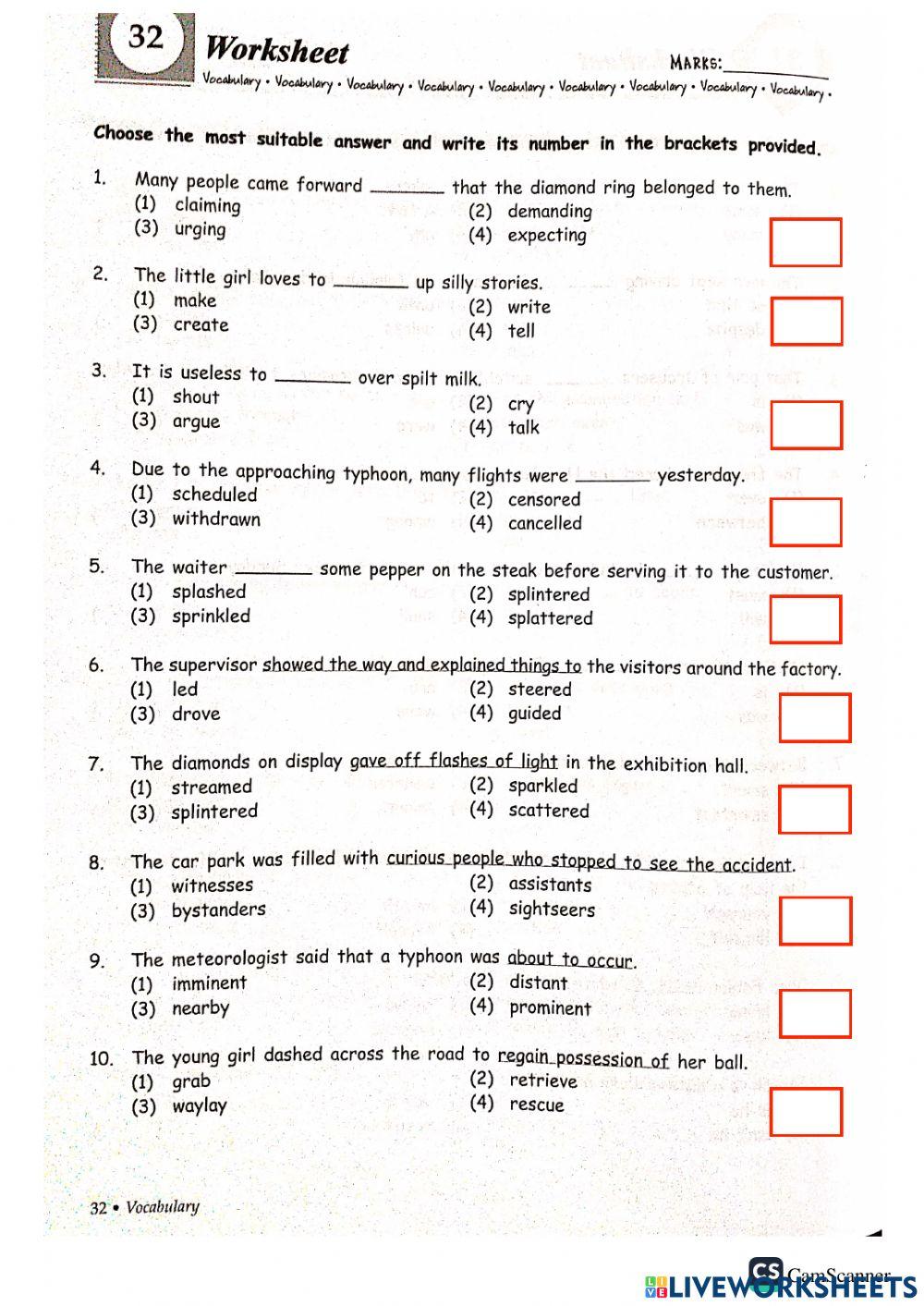 Grammar + vocab part g