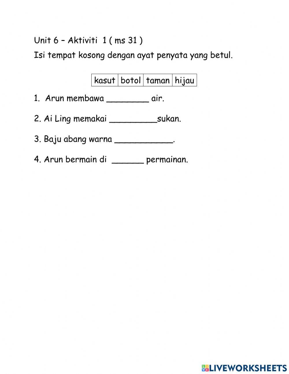 Tahun 1 Unit 6 Ms 31