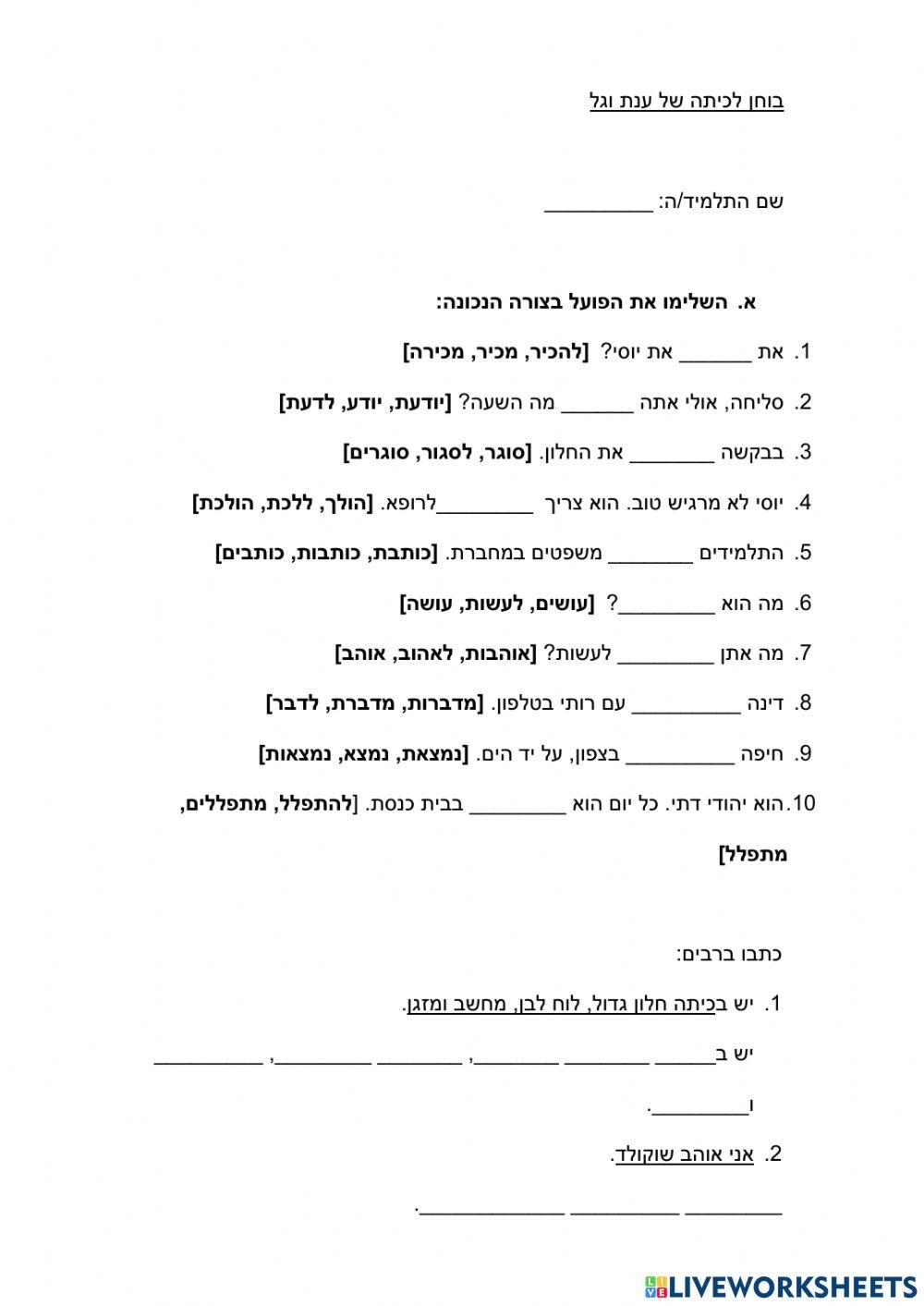 מבדק פועל-שם פועל