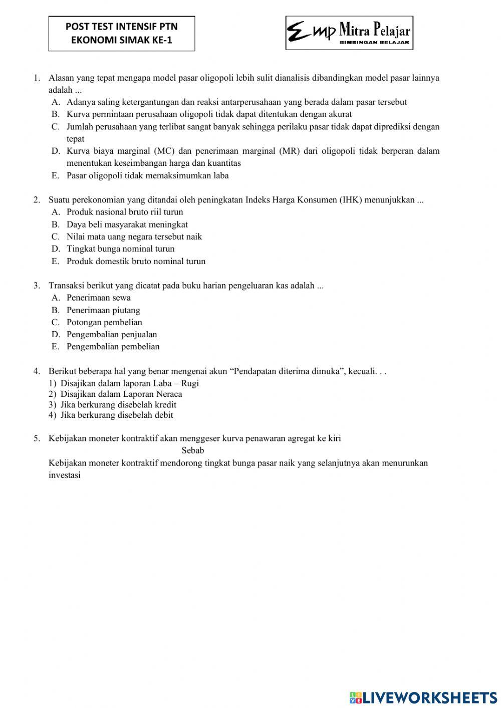 Post test simak ekonomi 1