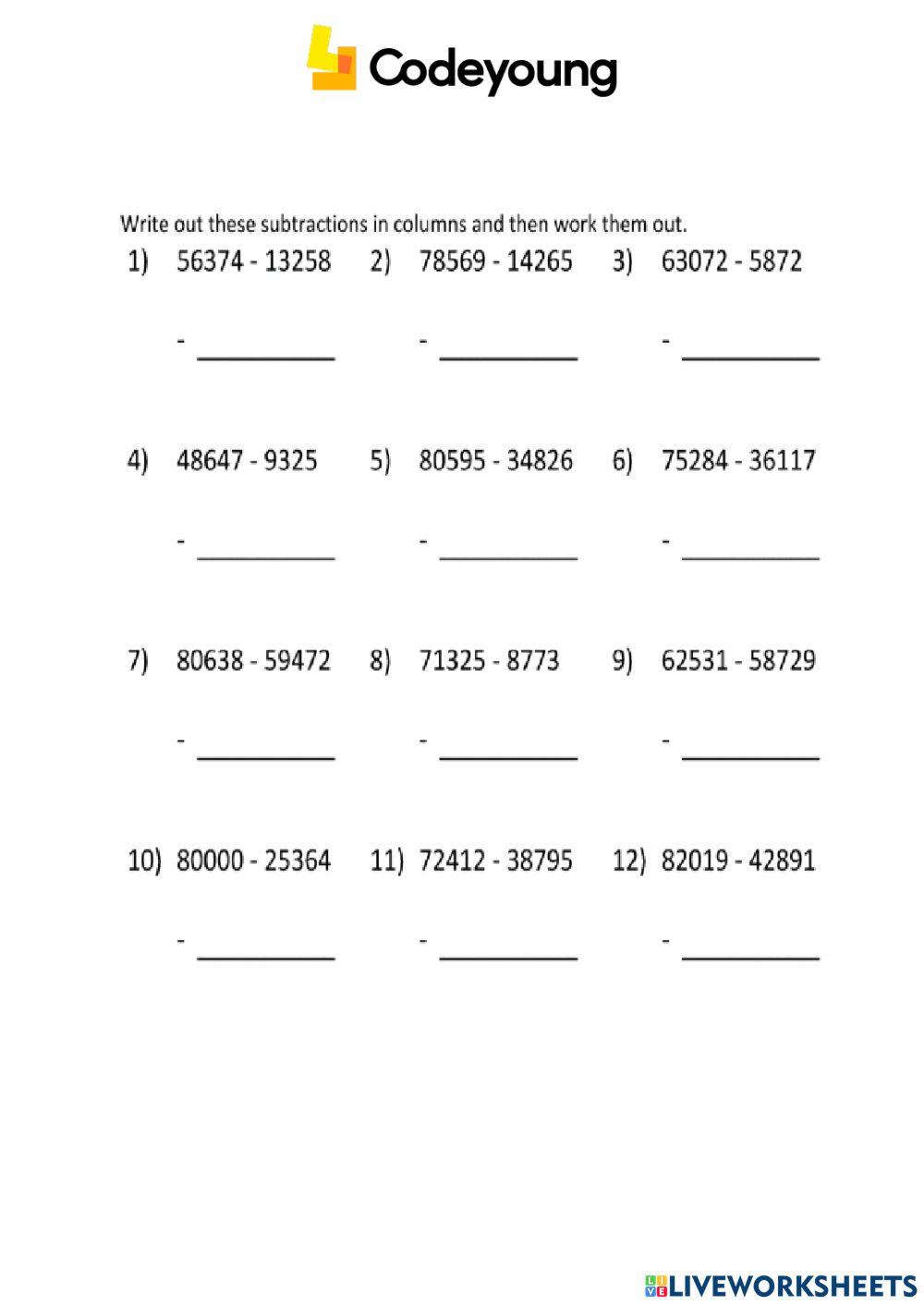 Content-HW-Add & Subtract 5-Digit Numbers