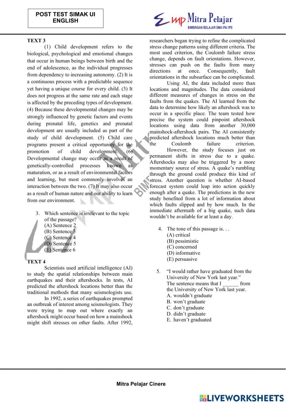 Post test simak ui english