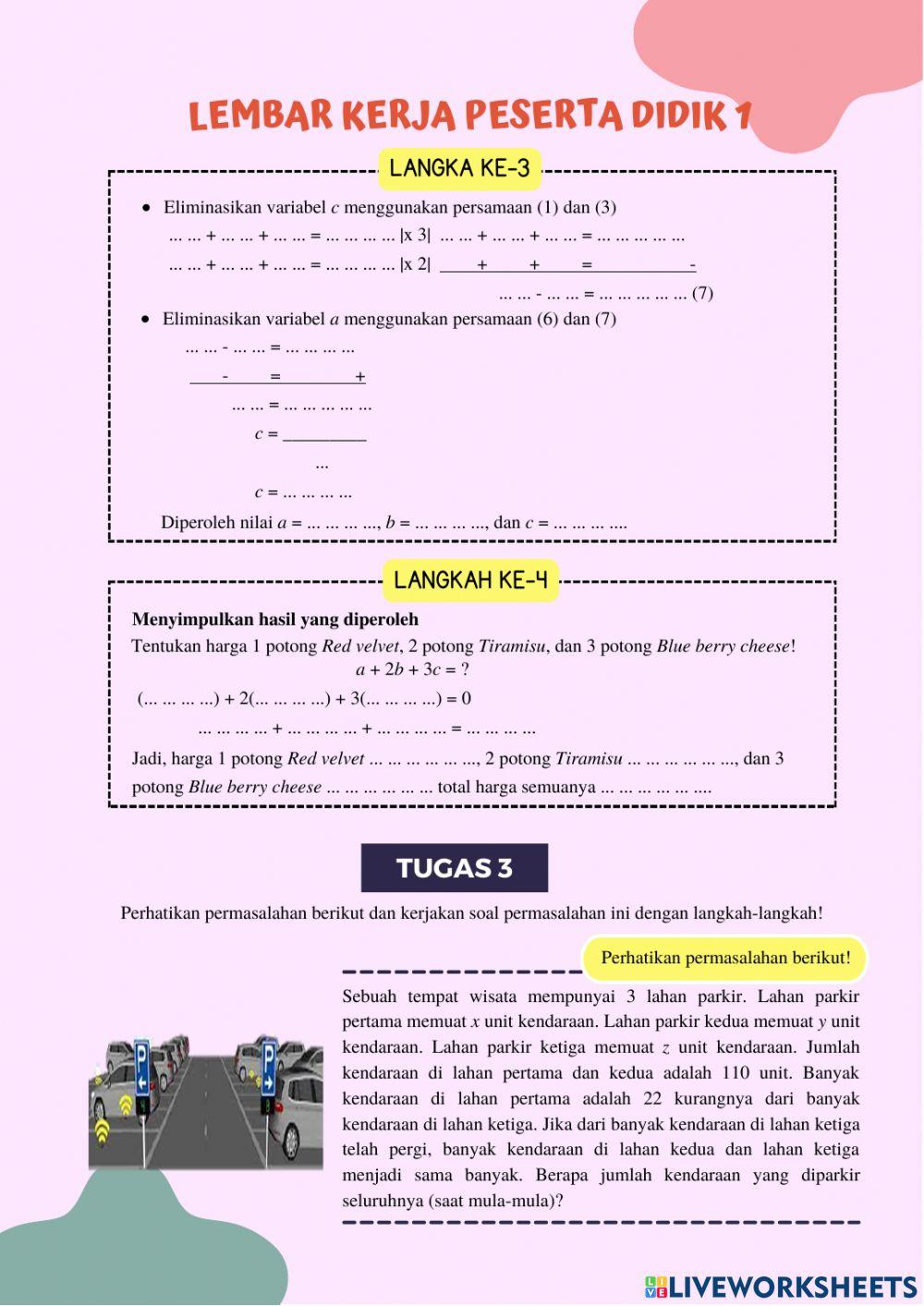 SPLTV (Metode Eliminasi)