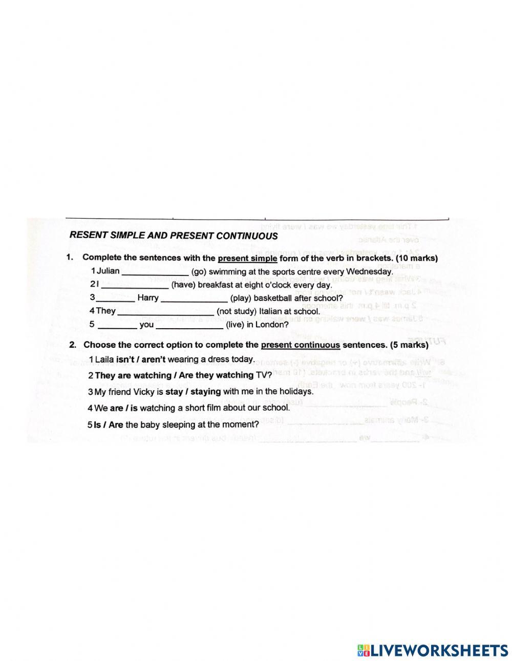 Present simple and present continous review