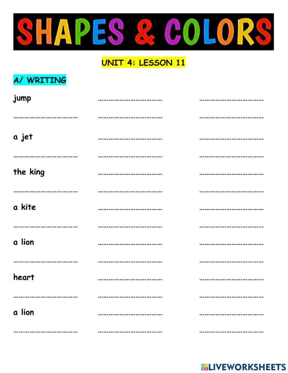 Hang Out Starters Unit 4 Shapes and Colors Lesson 11