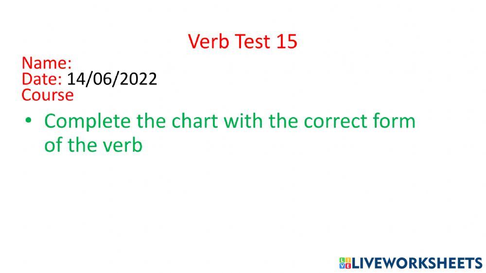 Verb Test 15