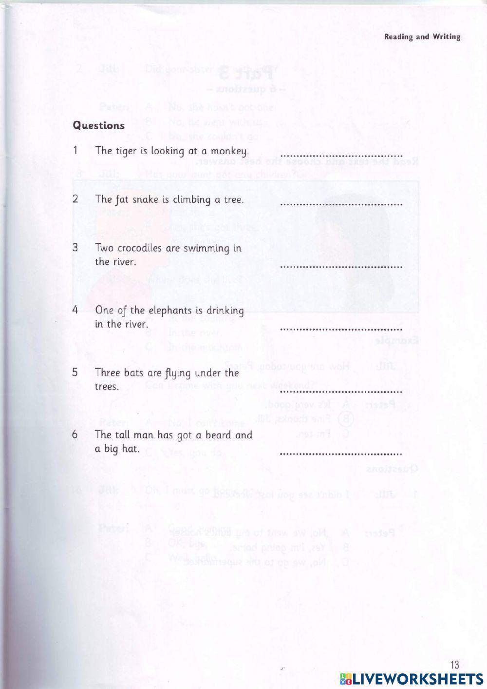 Movers - Test 1.1 - Book 1 - Reading + Writing