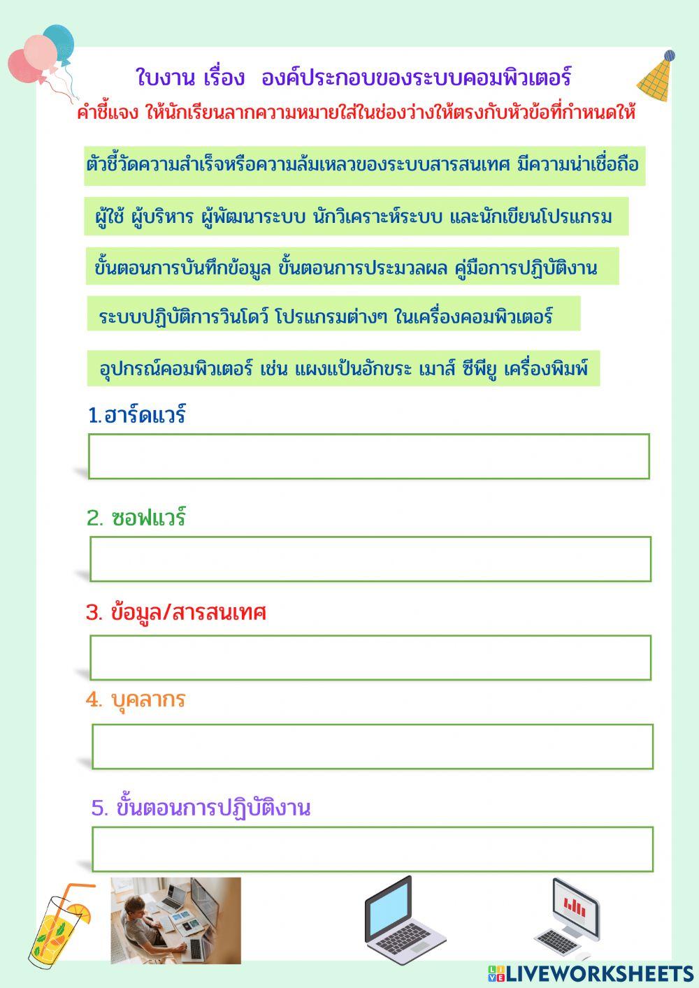 องค์ประกอบของระบบคอมพิวเตอร์