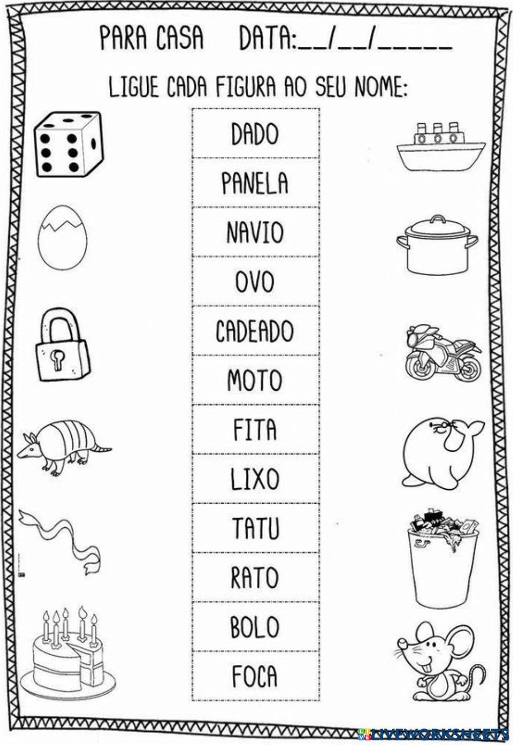 Ligue cada figura ao seu nome - 1 Ano
