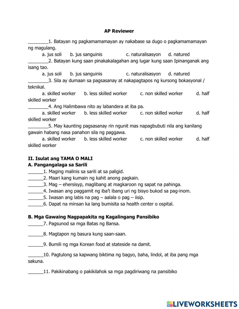 Grade 4 - AP Reviewer