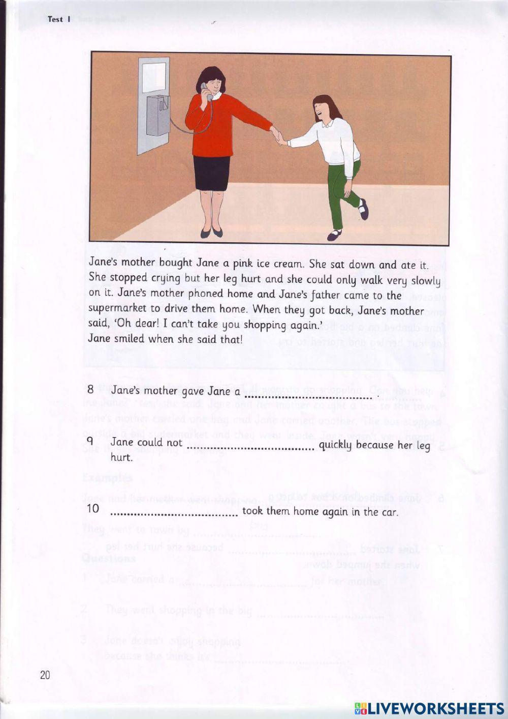 Movers - Test 1.2 - Book 1 - Reading + Writing