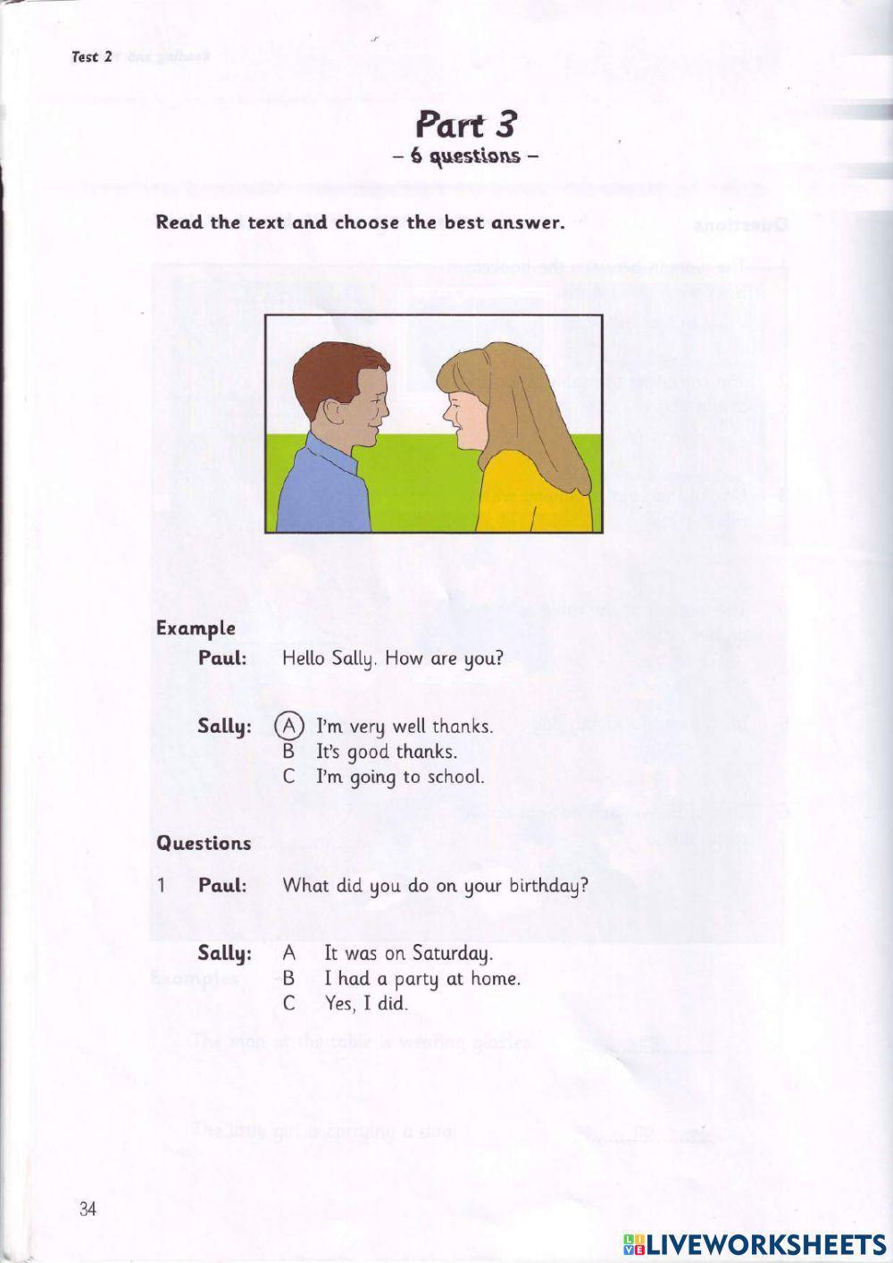 Movers - Test 2.1 - Book 2 - Reading + Writing