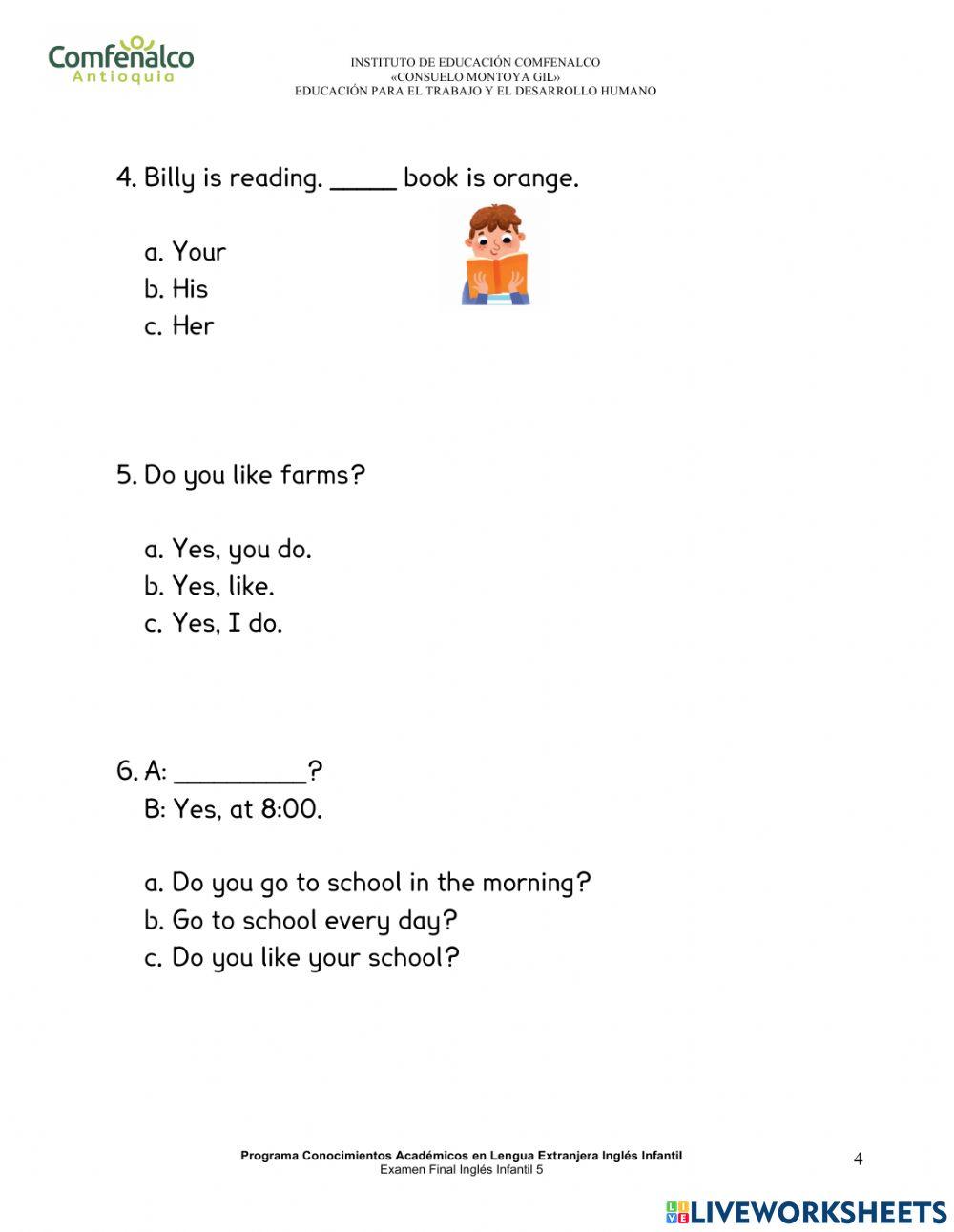 Kids 5 Final Exam (Infantil)