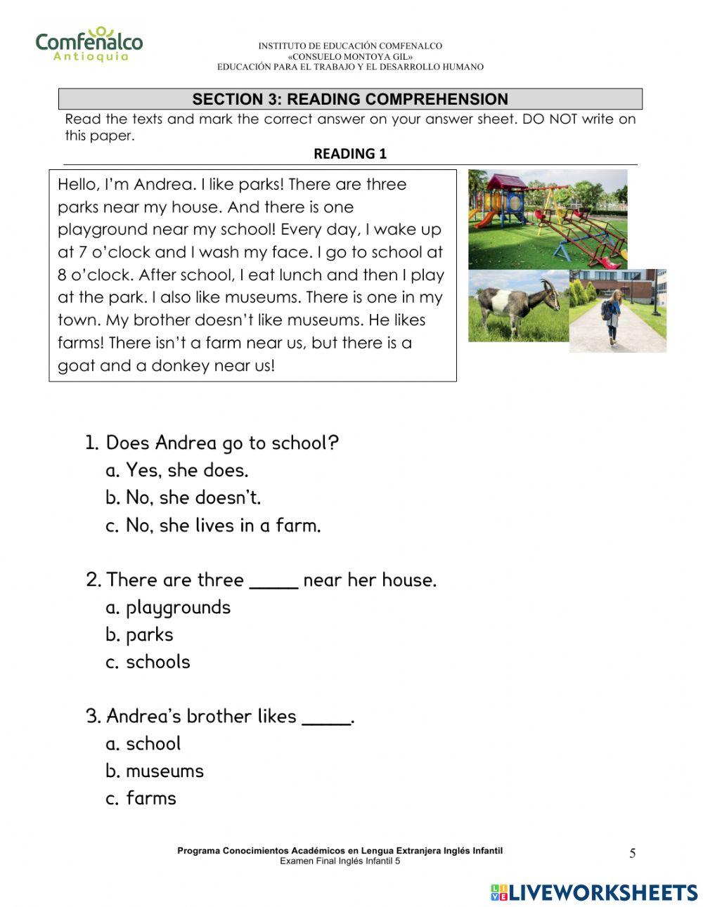 Kids 5 Final Exam (Infantil)