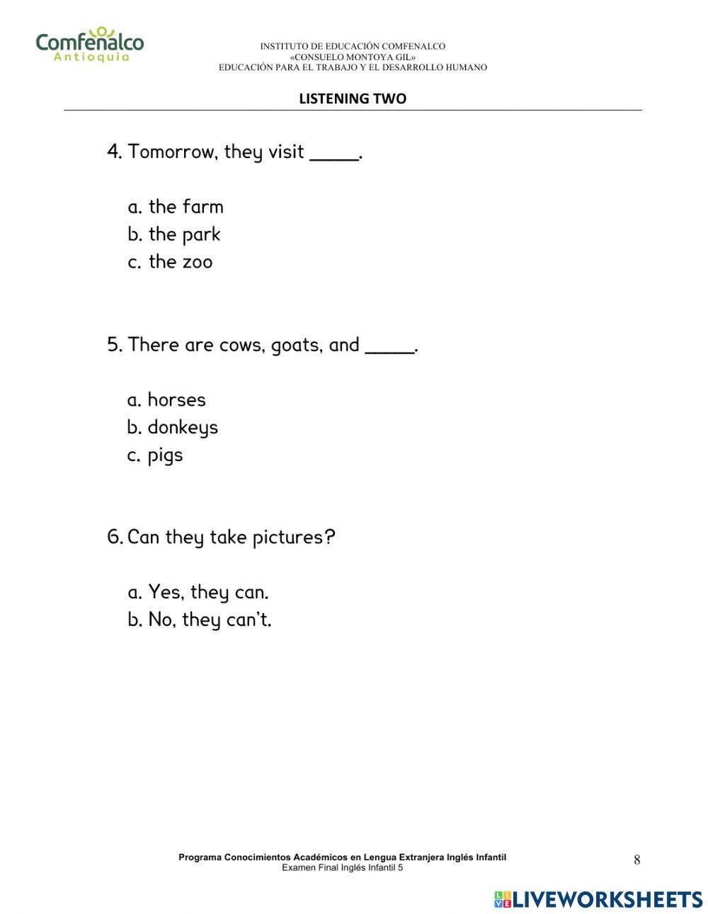 Kids 5 Final Exam (Infantil)