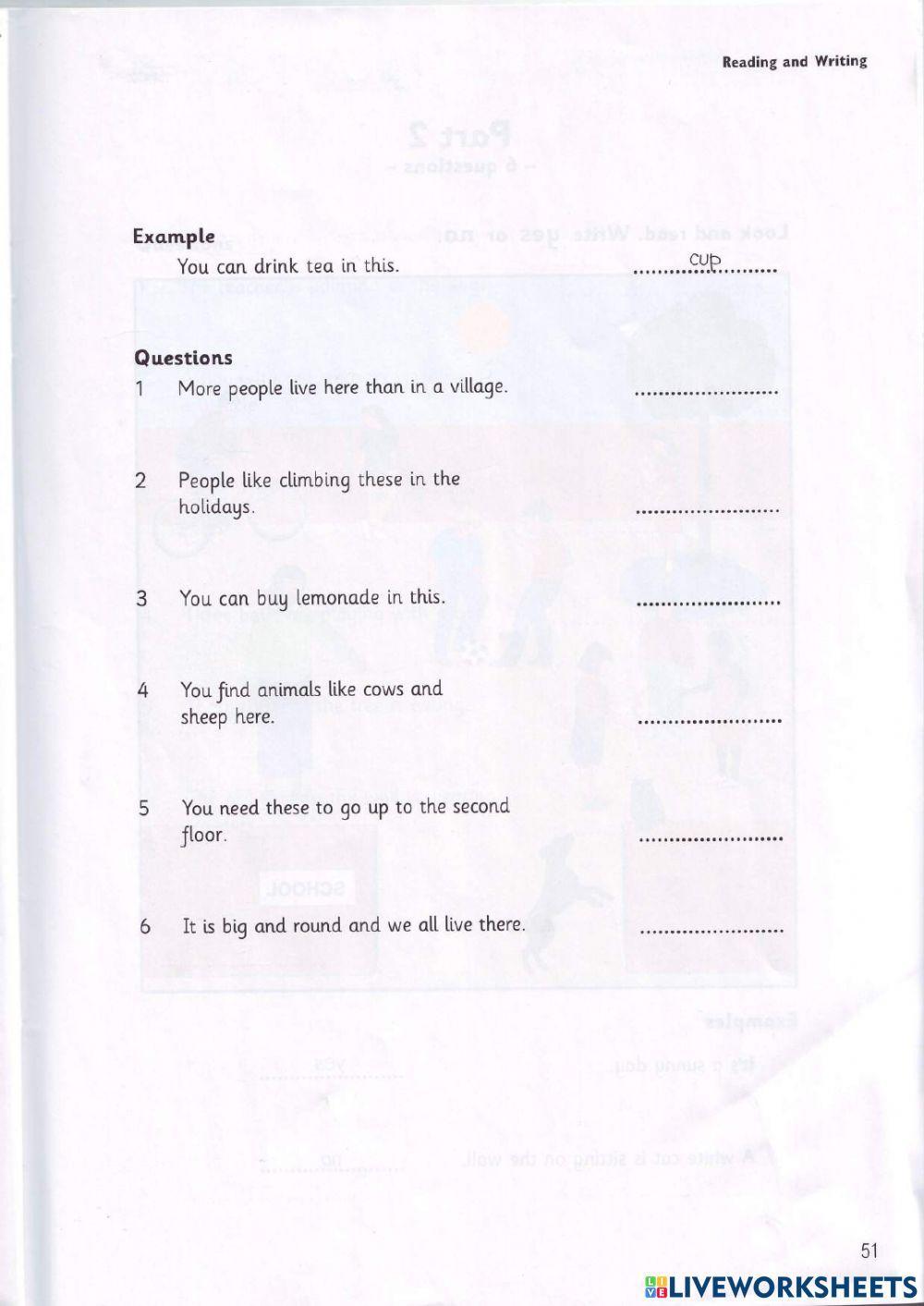 Movers - Test 3.1 - Book 1 - Reading + Writing