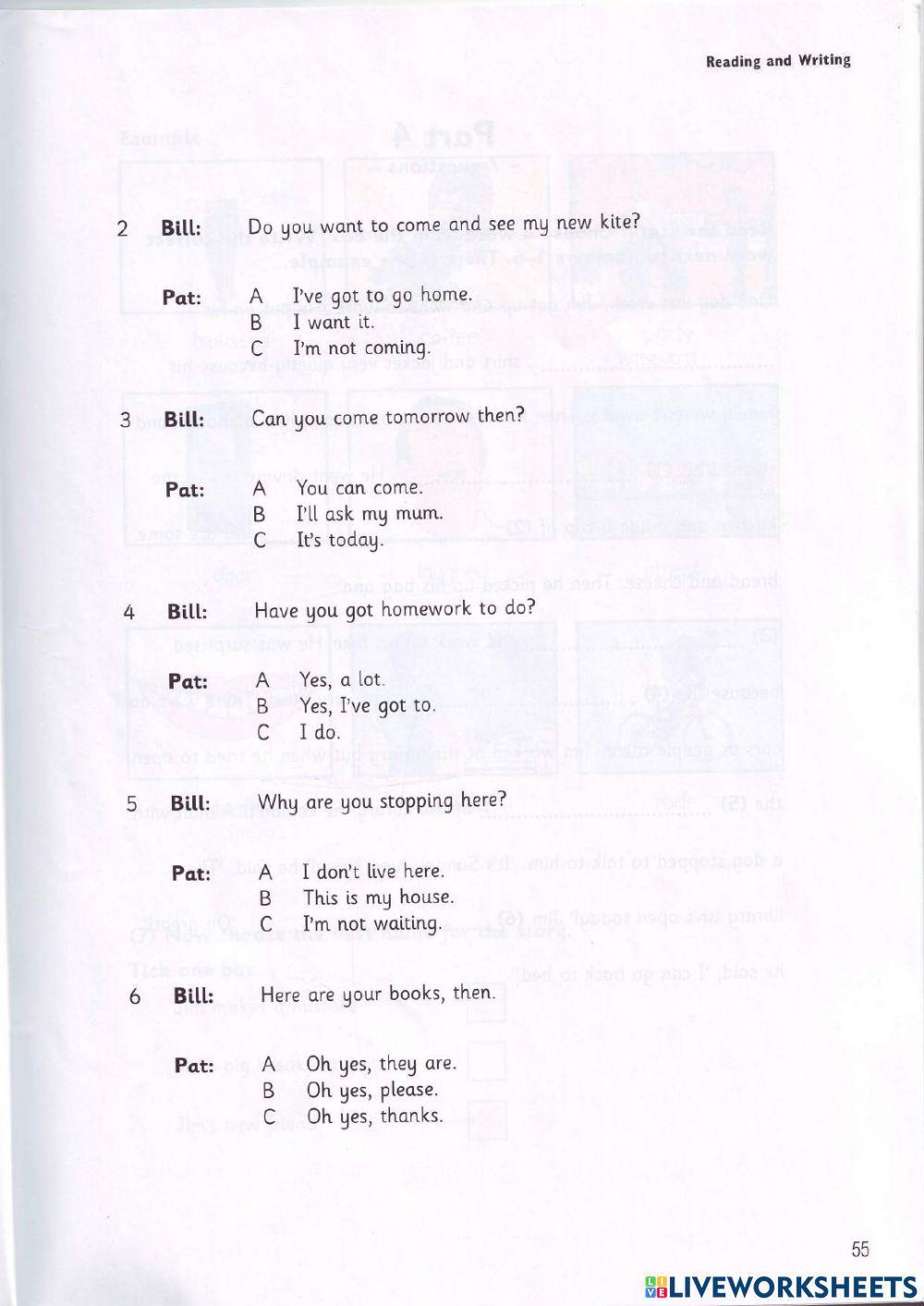 Movers - Test 3.1 - Book 1 - Reading + Writing