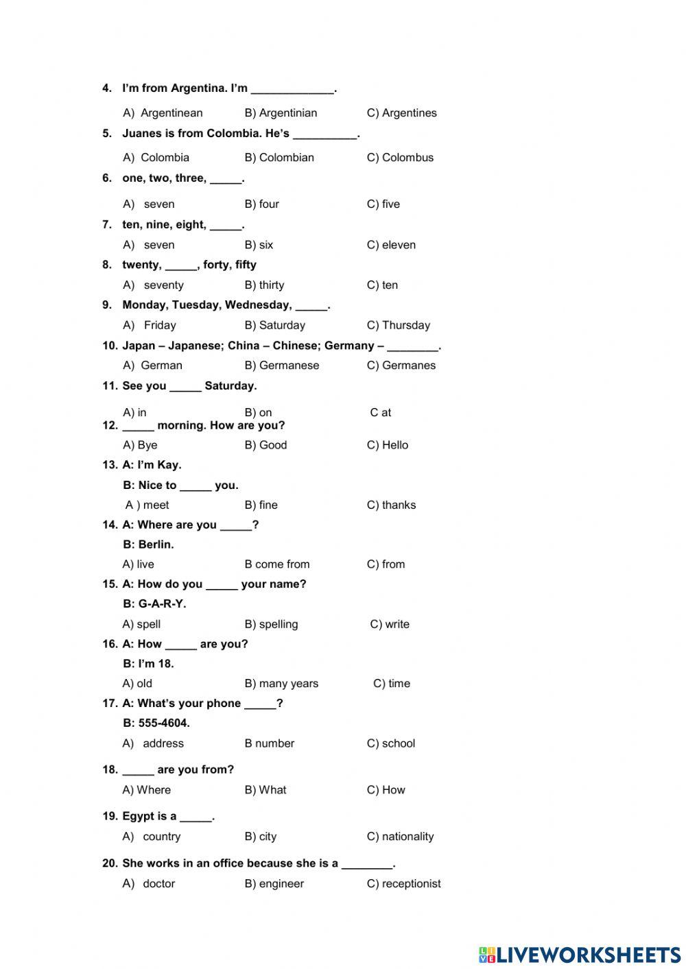 Mid-term exam (Test 4)