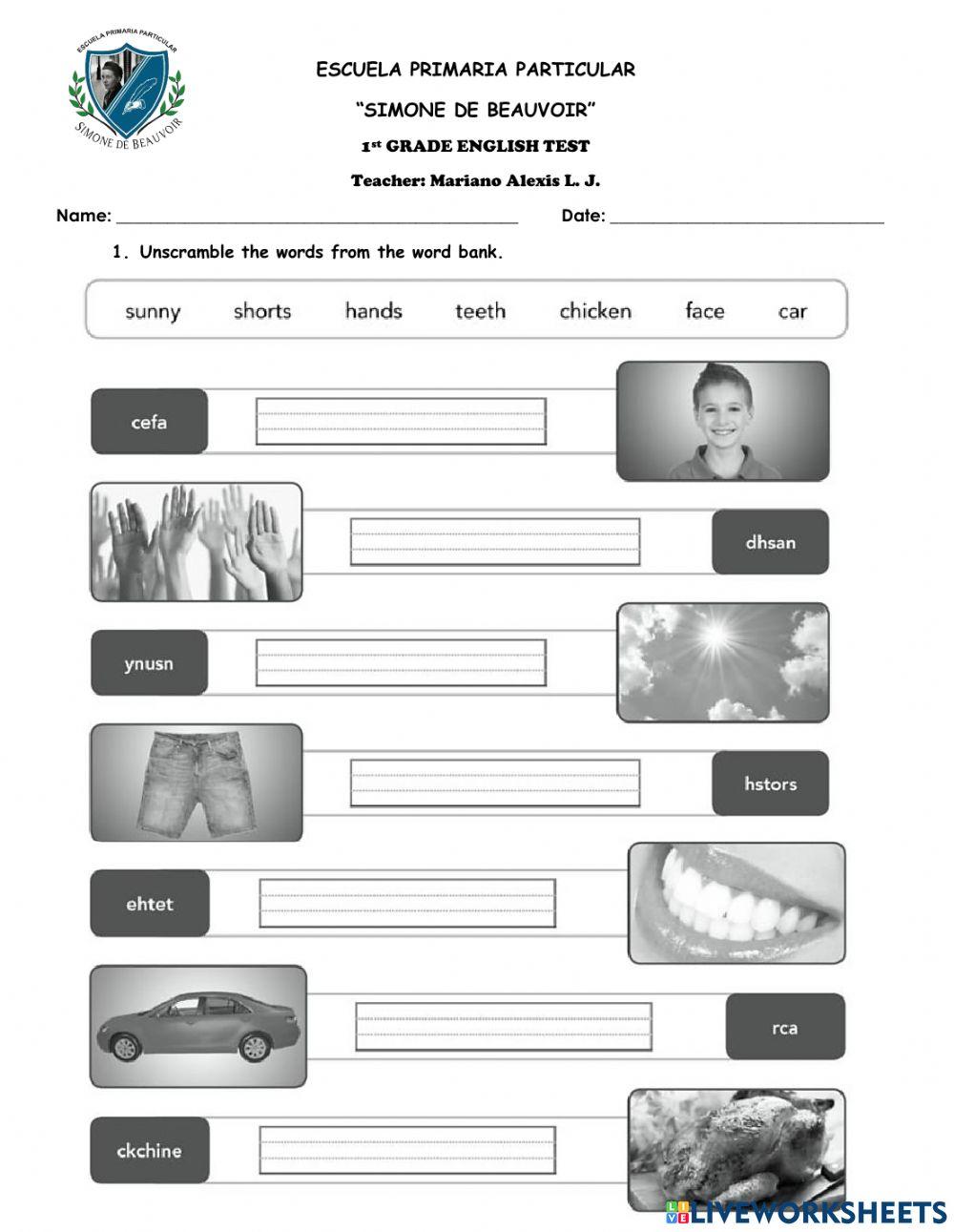 JUNE ENGLISH TEST 1A