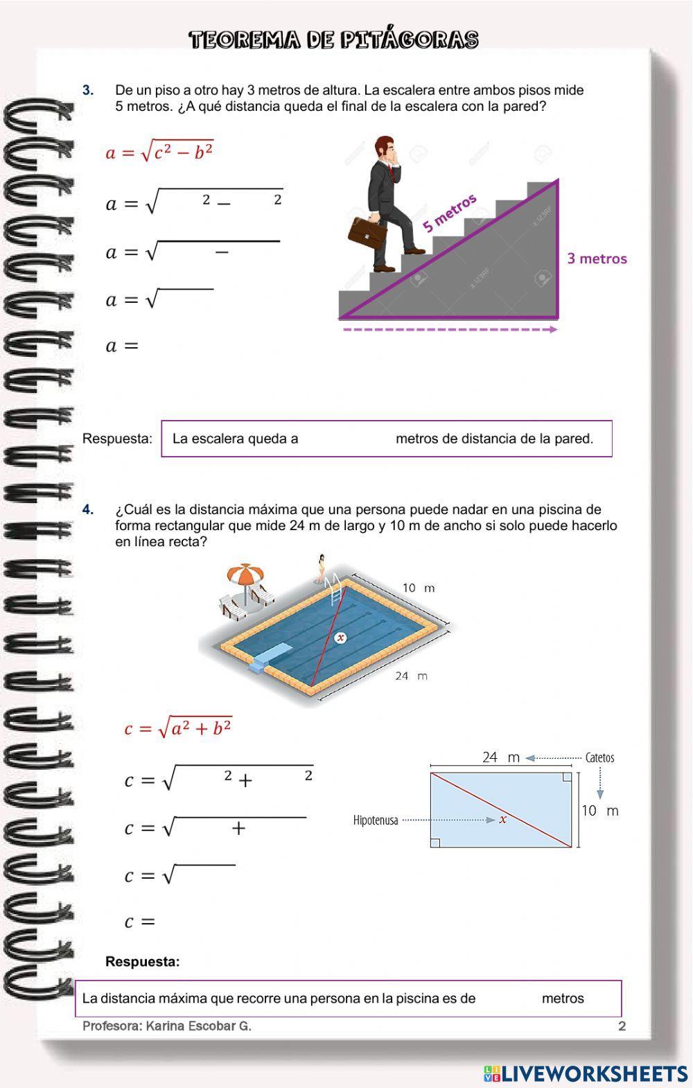 Resolución de problemas Teorema Pitágoras