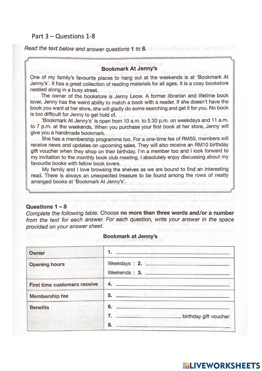 Form 1 English Assessment Test