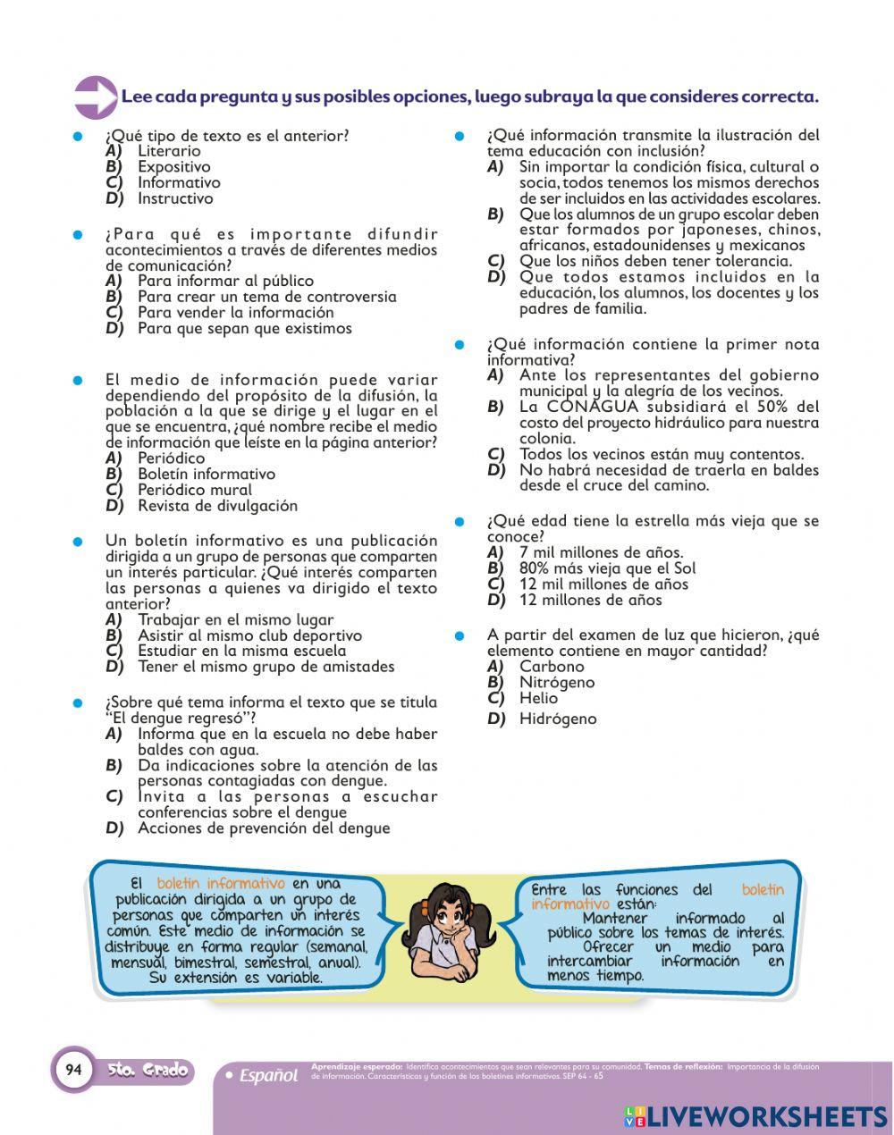 El boletín informativo