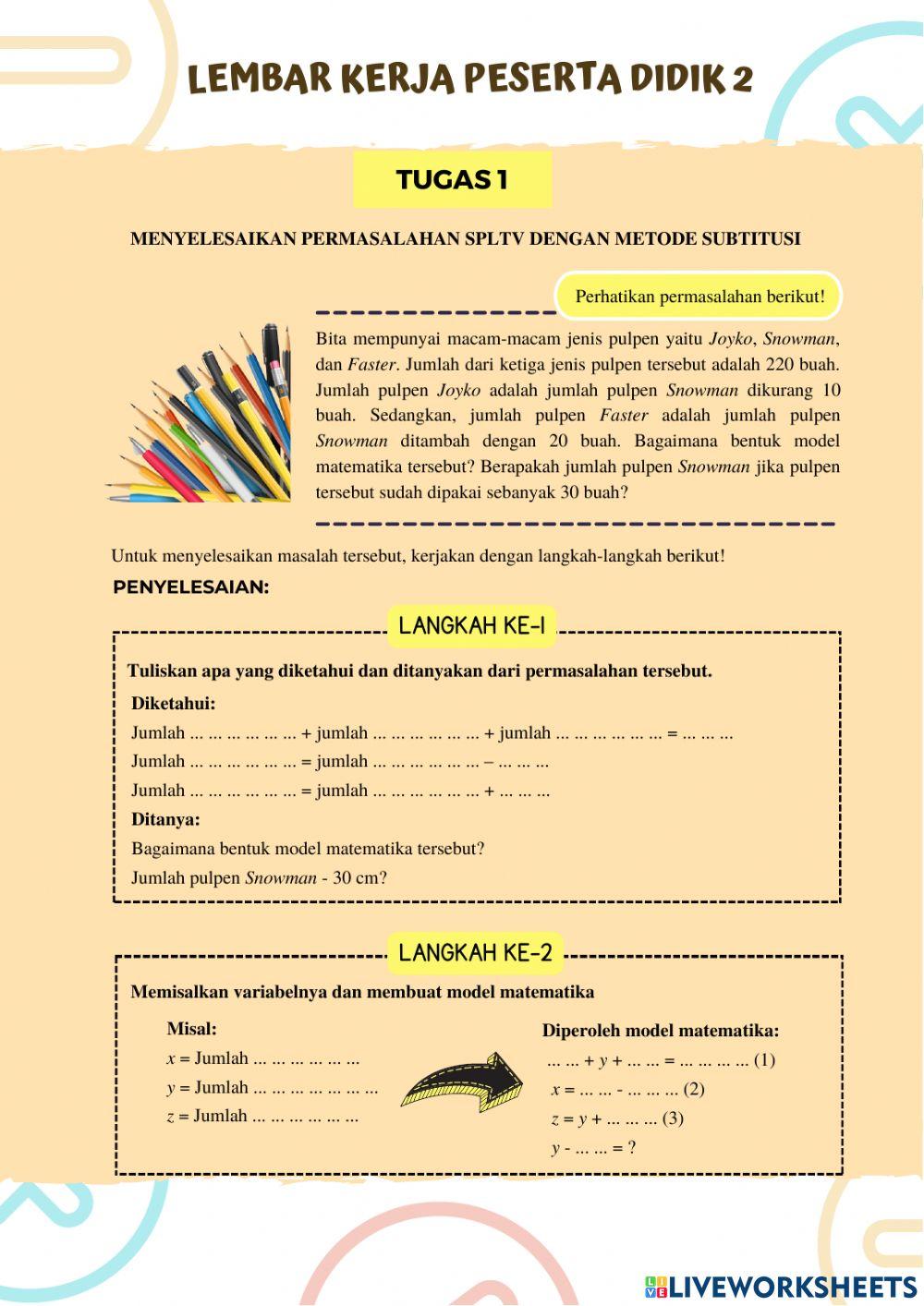 SPLTV (Metode Substitusi)