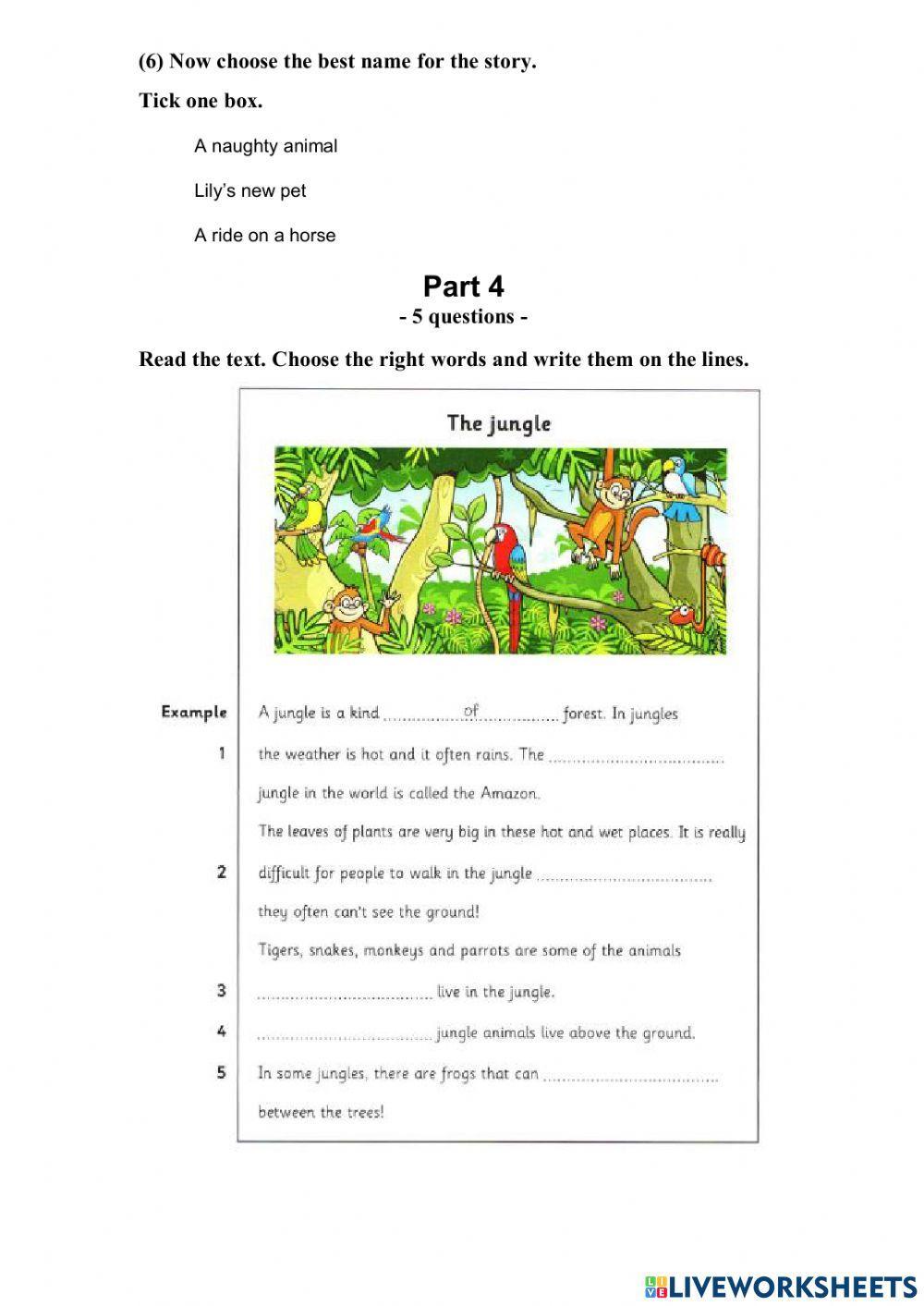 Movers 2 Test 3 Reading and Writing