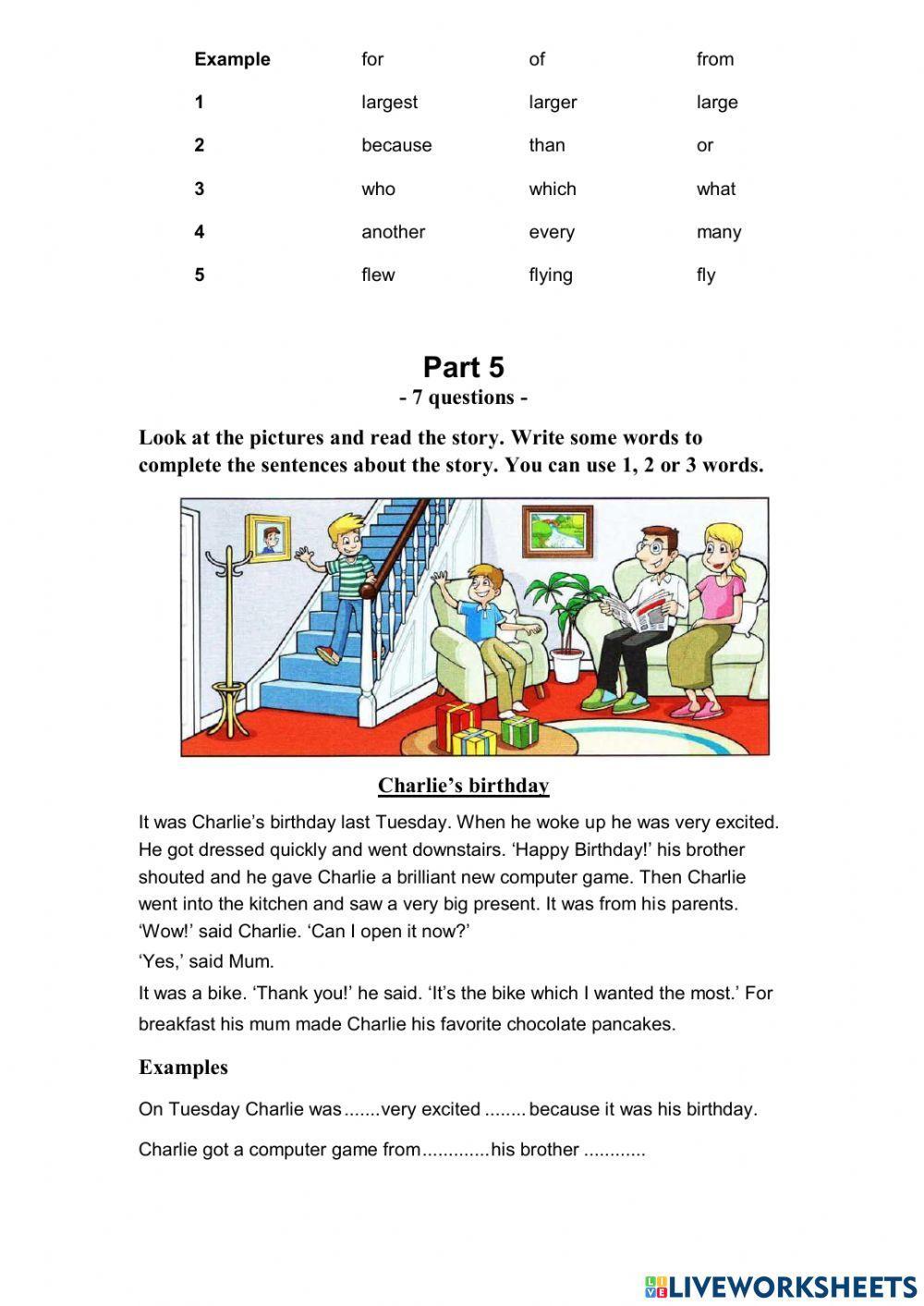 Movers 2 Test 3 Reading and Writing