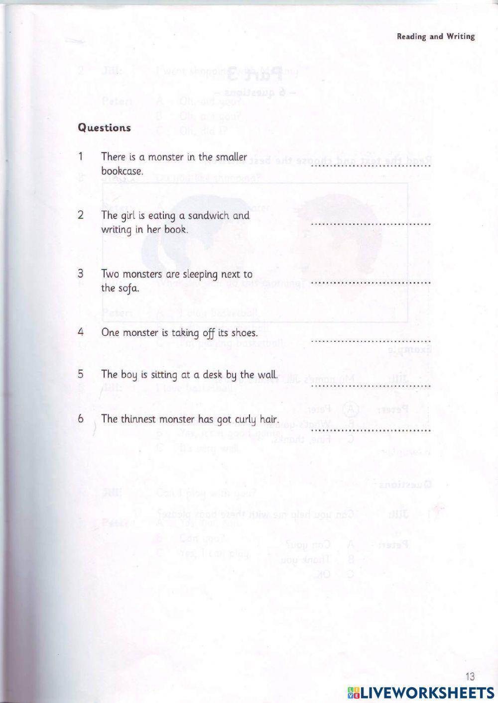 Movers - Test 1.1 - Book 2 - Reading + Writing