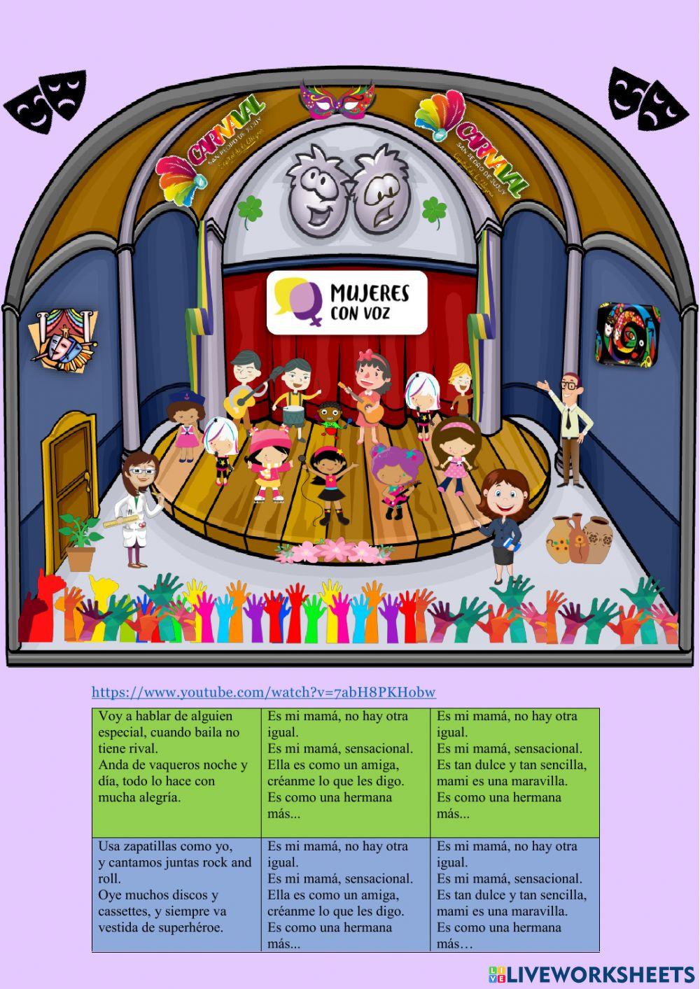 Lectura de un cartel y canción