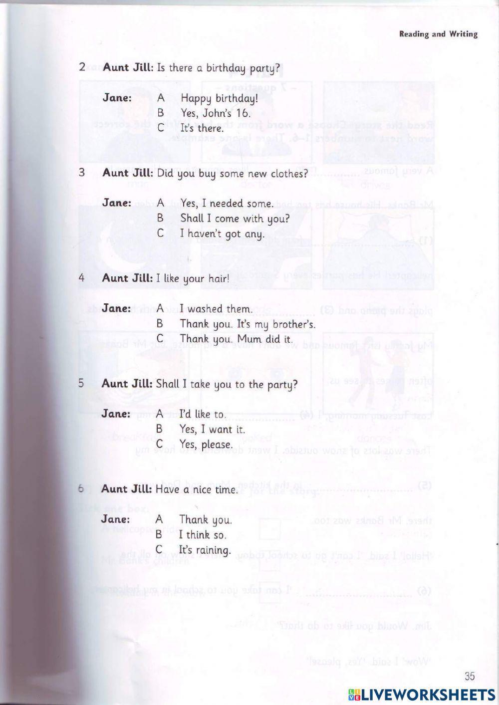 Movers - Test 2.1 - Book 2 - Reading + Writing